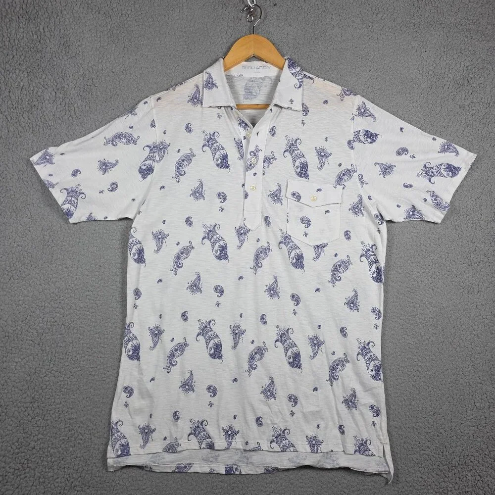 B Draddy Parsons Polo Shirt Mens Medium 100% Organic Pima 4 Button Lightweight - Picture 1 of 9